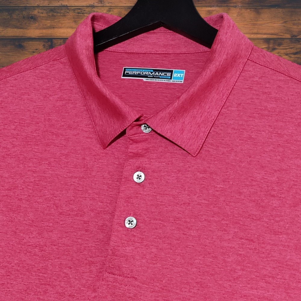 Roundtree & Yorke Performance Polo Shirt Mens 2XT Stretch Golf Wear Heather Red